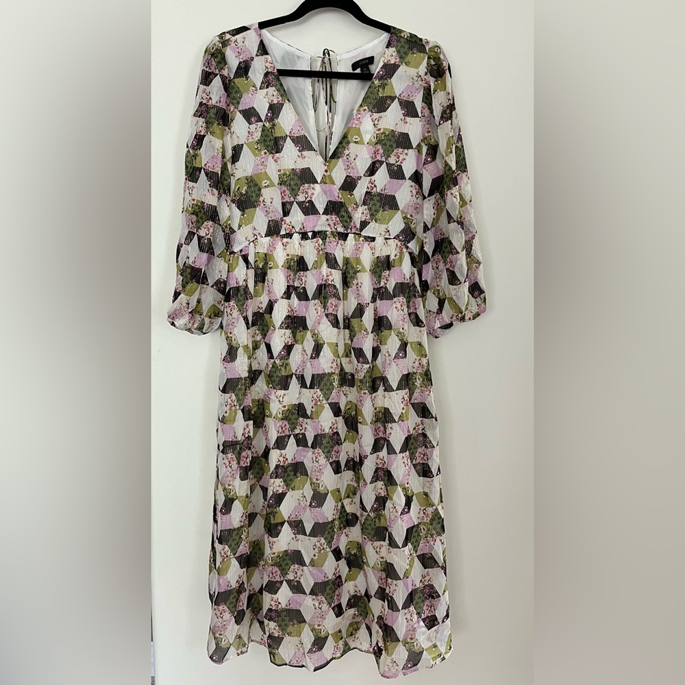 J Crew Lurex® metallic threads chiffon midi dress - Picture 2 of 10